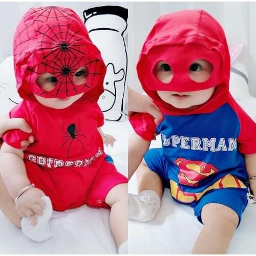 Hero Alliance Baby Rompers Pure Cotton Climbing Clothes Baby Boys Cartoon Ropa Outfits Kids Summer Pullover For 0-12M New Arriva