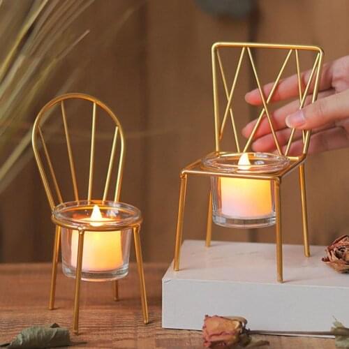 Nordic Style Chair Design Iron Candle Holder Candlestick Home Party Decoration