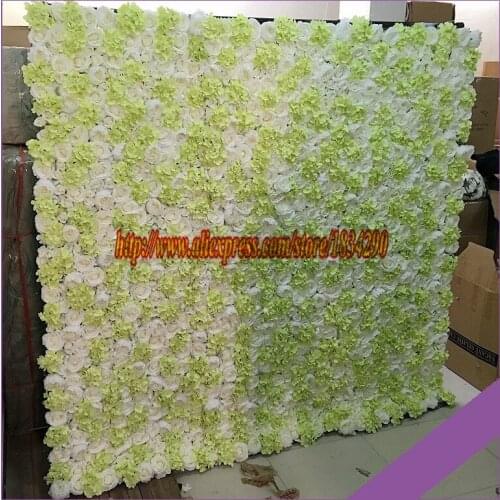Ivory and light Green 10pcs/lot Artificial silk Rose peony and hydrangea flower wall wedding backdrop decoration TONGFENG