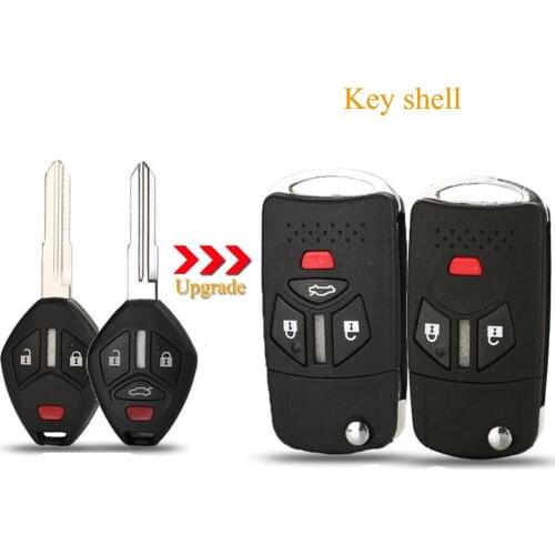 Kutery 10pcs 3/4 Buttons Modified Remote Flip Folding Case Key Shell Fob For Mitsubishi Galant Eclipse Lancer