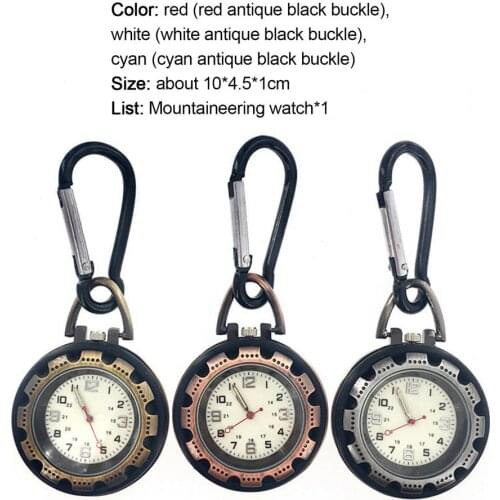 Pocket Compass Carabiner Watch Portable Vintage Hanging Buckle Watch Clip-on Backpack Digital Watch Keychain for Travel Hiking