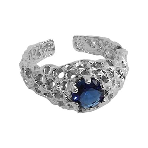 Korean original niche design inlaid zircon hollow texture 925 sterling silver open ring female wedding anillos plata para mujer