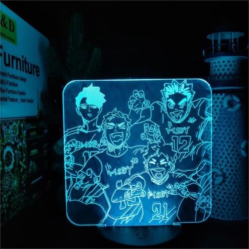 Haikyuu LED Night Light Msby Team 3D Lamp Hinata Miya Sakusa Bokuto Anime Figure Lampara Gift Lampe Decoration Manga Lighting