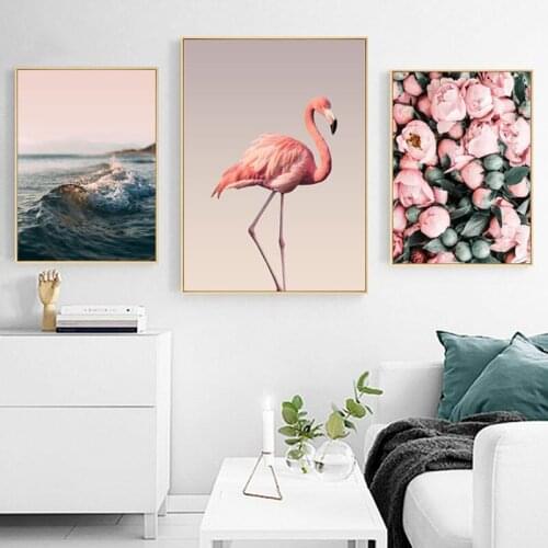 Creative Landscape Flowers Flamingo No Frame Home Decor Painting Simple Poster On Canvas Painting Space Wall Art For Living Room