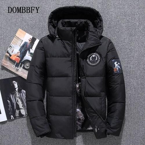 Mens White Duck Down Jacket Warm Hooded Thick Puffer Jacket Coat Male Casual Windbreaker Overcoat Thermal Winter Parka Men