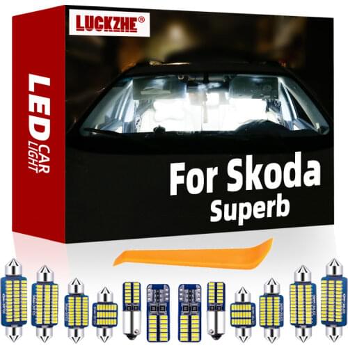 LUCKZHE For Skoda Superb 1 2 3 MK1 MK2 MK3 Sedan Estate 2001-2018 Vehicle LED Interior Light Kit Canbus Car Lighting Accessories
