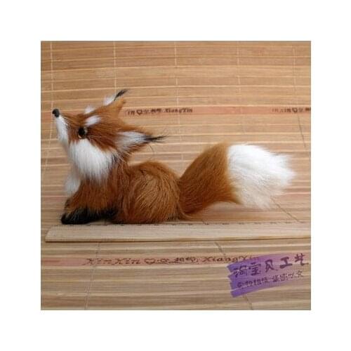 Small simulation fox toy polyethylene & furs light brown look up fox doll gift 15x6x7cm 1015