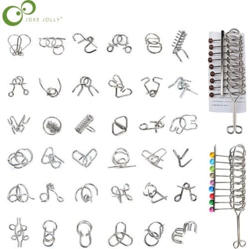 Materials Metal Montessori Puzzle Wire IQ Mind Brain Teaser Puzzles for Children Adults Anti-Stress Reliever Toys Gifts GYH