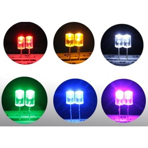MIX 7colors Trhough Hole Flat Top Concave 5MM LED Diode Light Beads For Led strip, garland lighting source etc