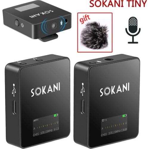 Sokani Tiny Lavalier Mini Microphone System UHF Wireless Lapel Lav Video Mic VS Rode Wireless Go For DSLR Camera Smartphone