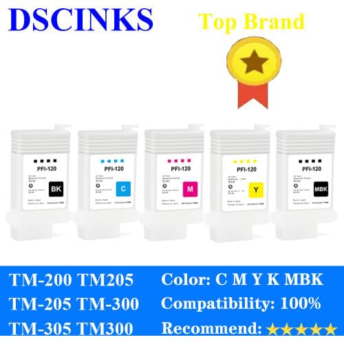 For Canon PFI 120 PFI120 Refillable Ink Cartridge for Canon TM200 TM205 TM300 TM305 200 205 300 305 printer with chips