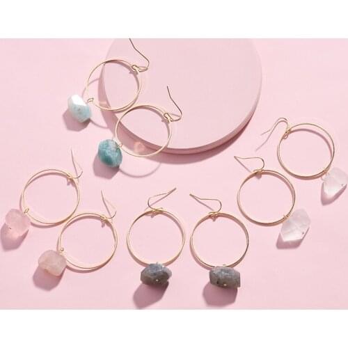 Trendy Chic Geometric Natural Stone Big Drop Earrings For Women Jewelry Statement Earrings Gifts For Women Accessories Brinco