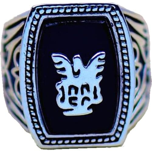 Harong The Vampire Diaries Ring Enamel Black Ring Wedding Rings for Men Stainless Steel Punk Jewelry Party Quality Ring Men Gift