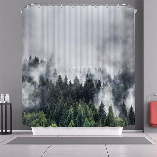 New 3D Forest Landscape Printing Shower Curtain for Home Decoration, High Quality Polyester Waterproof Shower Curtain