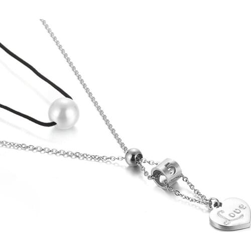 New Korean version of the number 0-9 necklace heart-shaped love pearl pendant fashion trendy ladies jewelry