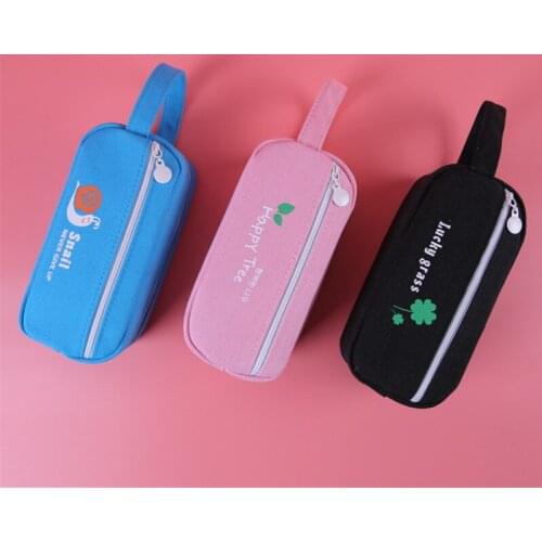 Kawaii Cute Pencil Case Canvas Large Big Penal School Pencilcase for Boys Girls New Zipper Pen Bag Box Stationery Pouch Supplies