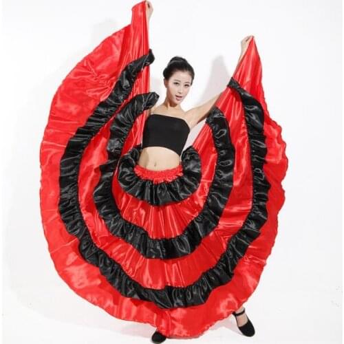 Girl Flamenco Dress Spain Belly Dance Skirt Belly Dance Chorus Ballroom Women Vestidos Bullfighting 360 Degree Costume