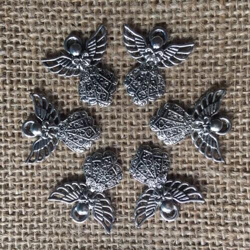 24 Pcs/lot 26x23mm Angel Charm for Jewelry Making Antique Silver Plated Pendant for DIY Necklace Bracelet Earrings A069