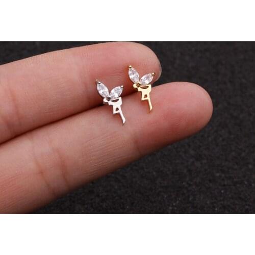 1PCS Gift Angei Spirit Crown Cz Ear Studs Helix Piercing Cartilage Earring Conch Rook Tragus Stud Ear Piercing Jewelry