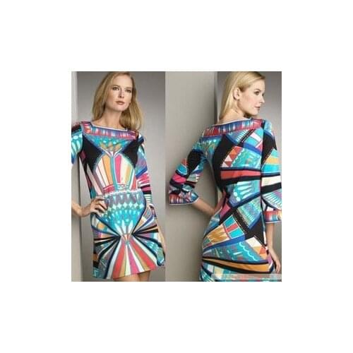 Party Dresses Special Offer Silk None Epucci New Arrival Geometry Print Fashion Normic Colorful Elastic Knitted Slim Dress