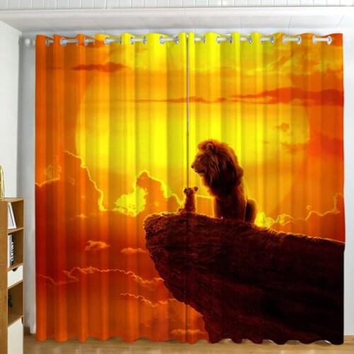 Disney Cartoon Curtain The Lion King Boy Birthday Gift Bedroom Living Room Curtain European Curtains Drapes One Piece