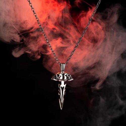 Arrow with Skulls Silver Necklace Mens Pendant Necklace 925 Sterling Silver Chain Necklace Arrow Pendant Necklace