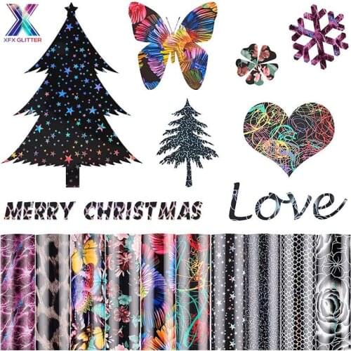 XINFANGXIU Free Shipping 1 Sheet 30x50cm Cricut Flower PU Heat Transfer Vinyl Heat Press Machine Flowers HTV Printing for Shirt