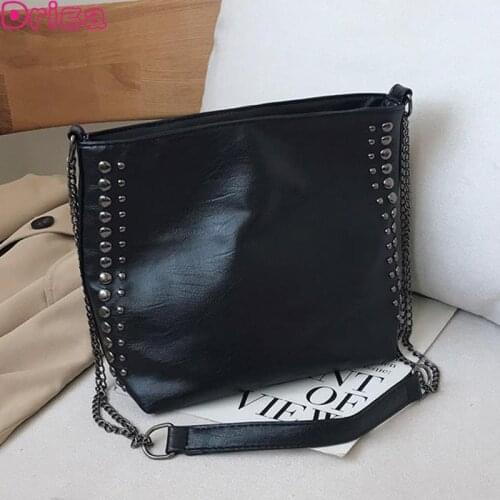 Driga Women Purses And Handbags Vintage Bucket Shoulder Bags PU Leather Large Capacity Solid Color Rivet Bags Fashion Totes
