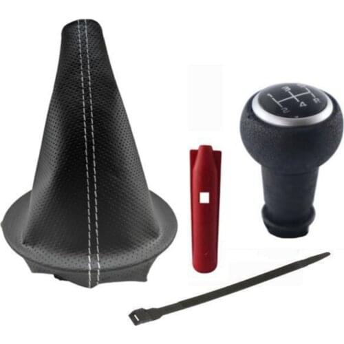 Trendy&Motors 1 pcs. Leather Gear Shift Knob Set Black Color for Megane 2