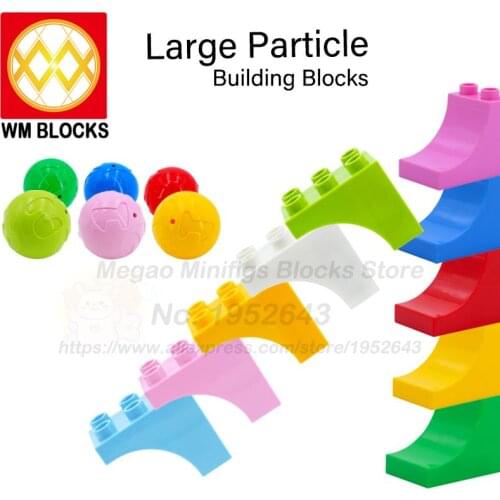 10pcs/lot Large Particle 2*3 Arc High Brick 2*3 Curved Reverse High Brick Pipe Ball Solid Color Building Blocks Toy For Children