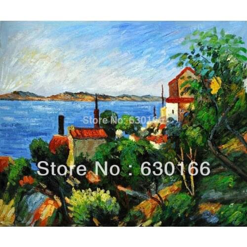 100% Handpainted Paul Cezanne Oil Paintings Reproductions on Canvas - LaMer Al'Estaque Modern Wall Decor