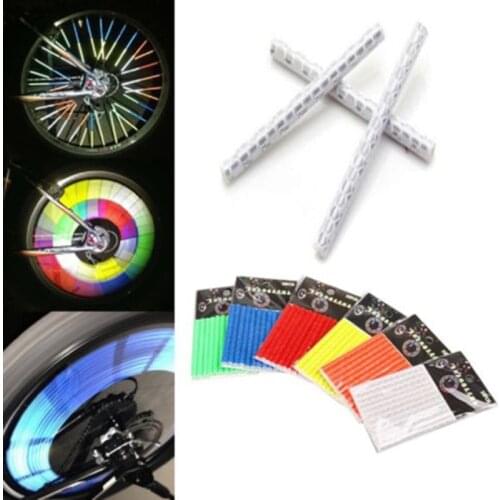 12Pcs Bicycle Mountain Bike Riding Wheel Rim Spoke Mount Clip Tube Warning Light Bike Strip Reflector Reflective