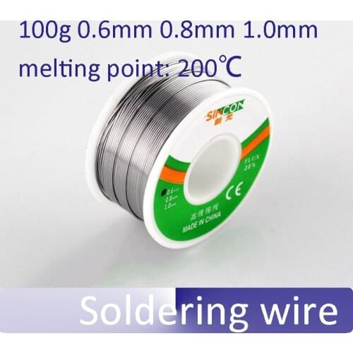2pcs/lot 100g tin 40% rosin welding soldering wire dia. 0.6mm 0.8mm 1.0mm