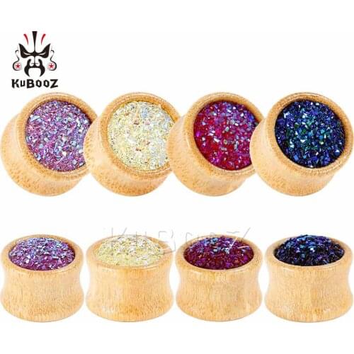 KUBOOZ Ear Plugs Piercing Fake Ore Wood Expanders Hollow Studs Earrings Tunnels Stretcher High Quality Simple Jewelry Gift 2PCS