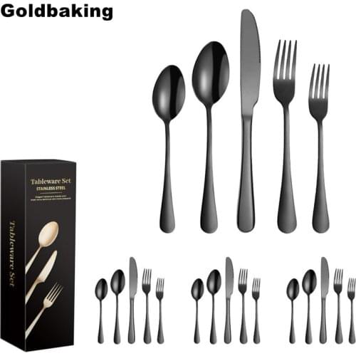Goldbaking 20pcs Silverware Flatware Cultery Set Stainless Steel Tableware Eating Utensil Set for 4 Spoons Forks Knives
