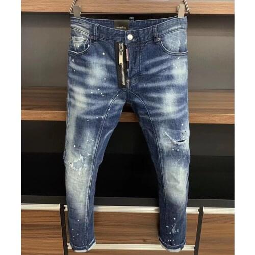 2021 Fashion Trend DSQ2 Patch Patch Paint Dot Punk Style Mens Jeans *A197