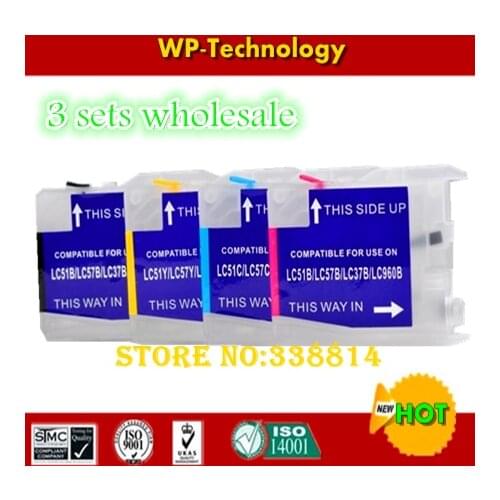 [3 sets wholesale]Empty Refill cartridge suit for LC51 LC37 LC960 LC970 LC57 LC1000, suit for Brother DCP-130C/135C/150C/155C