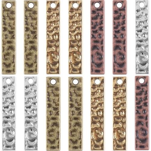 30Pcs/lot Alloy Pendant Rectangular Shape 7X36mm Charms Metal Beads DIY Miaking Jewelry Crystal Earing Necklace Accessories