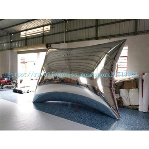 4.3m square PVC reflective inflatable mirror ball, magic mirror inflatable bag, silver inflatable bag with reflector surface for