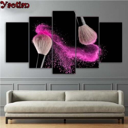 5 Pcs 5d diy diamond painting Makeup cosmetic brush cross stitch full square round mosaic picture rhinestones diamond embroidery