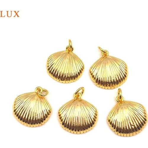 5pcs Brass Scallop Pendant for Necklace Charm Tiny Seashell Charm Gold Scallop Pendant for Women Ornament Jewelry Gift