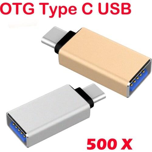 500pcs Type C OTG Adapter Metal USB 3.1 Male to A Female 3.0 Converter USB-C Adaptor for Samsung Note 7 8 S8 Macbook LG Nexus