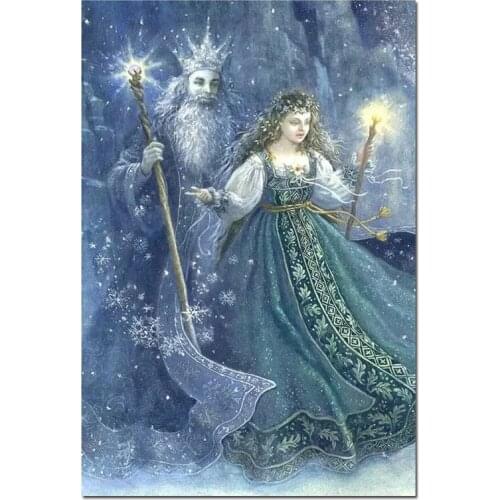 5D Diy Full Square round Diamond Painting The Winter King and his daughter Diamond Embroidery Picture Of Rhinestone ZP-3372