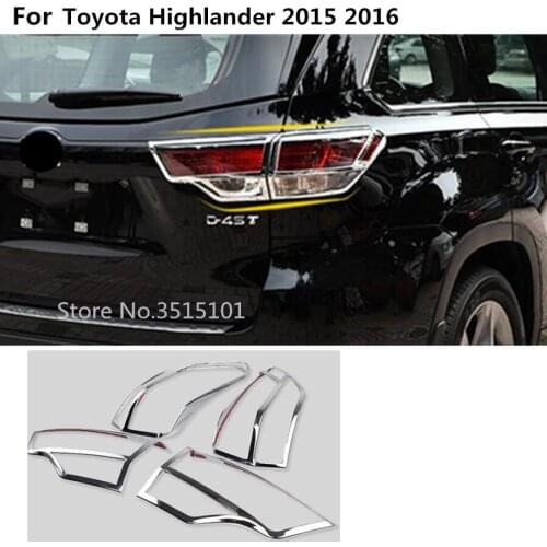 Top Quality Car detector ABS Chrome cover trim back tail rear light lamp frame parts 4pcs For toyota Highlander 2015 2016 2017