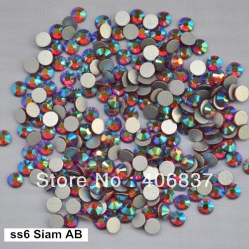 Free Shipping! 1440pcs/Lot, ss6 (1.9-2.1mm) Siam AB Flat Back Nail Art Glue On Non Hotfix Rhinestones
