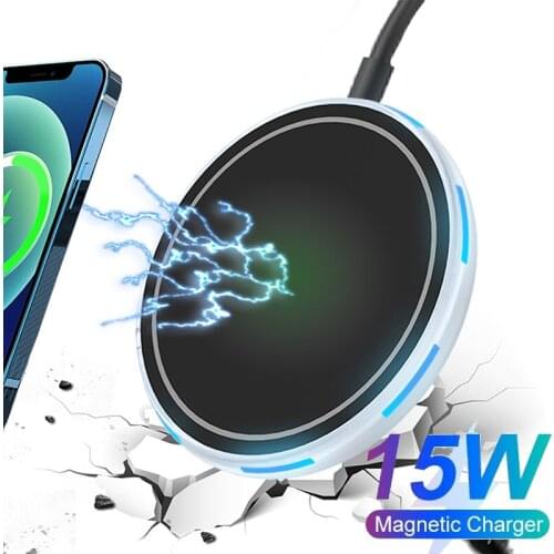Qi Mini Wireless Charger 15W Magnetic Type-C PD Adapter LED Charging Indicator Mobile Phone Quick Charge For iPhone 12 Pro Max