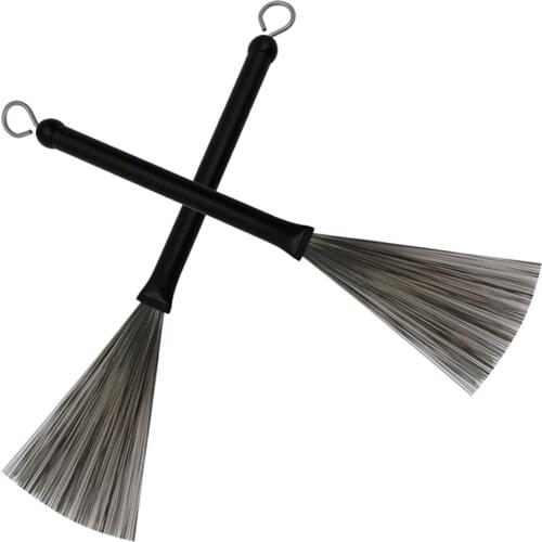 Wooden 5A Drumsticks + Retractable Wire Brushes + Rod Brush Sticks for Drum