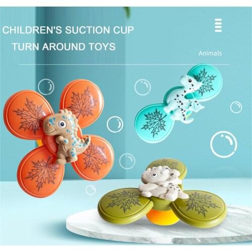 Baby Bath Toys Spinning Tops Stress Relief Windmill Kawaii Cartoon Animals Suction Cup Turntable Fidget Spinner Toy Educational