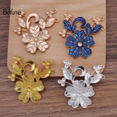 BoYuTe (10 Pieces/Lot) 48*53MM Enamel Flower Alloy Materials Factory Supply DIY Handmade Jewelry Accessories