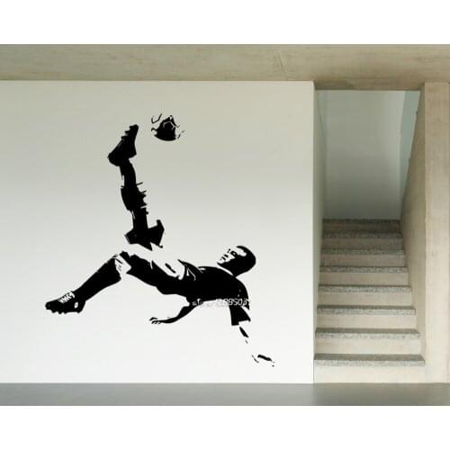 Soccer Player Vinyl Wall Stickers Sport Ball Sport Decor GYM Wall Decal Artistic Design Wallpaper Perfect Quality Mural SA816